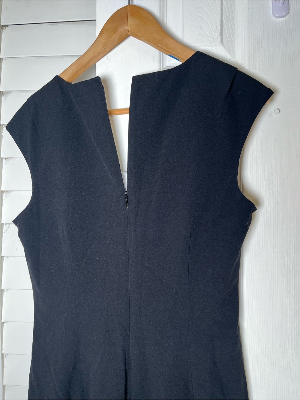 Calvin Klein Black Ruched Sheath Dress Square Neck Size 10 - Picture 8 of 16